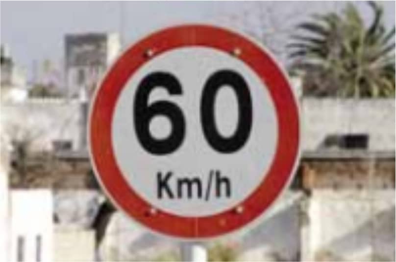 Señal de transito reglamentaria que marca el limite de velocidad de 60 km/h