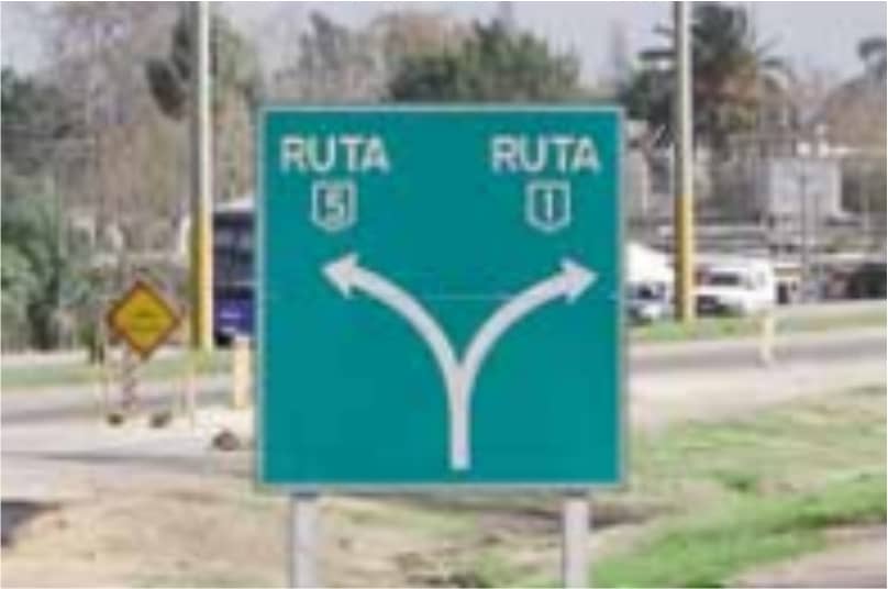 Señal de transito informativa en rutas de Uruguay